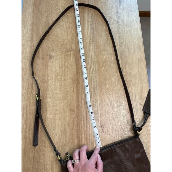 Fossil Leather and Suede Expandable Crossbody Purse Brown Adjustable Strap - Picture 9 of 9